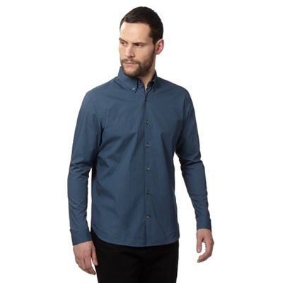 Blue geometric print regular fit shirt